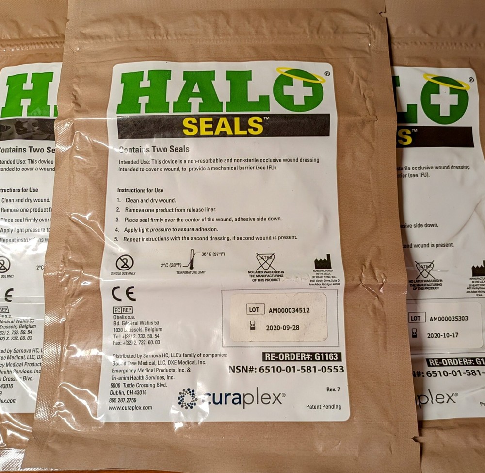 Halo Chest Seals 2 Per Package EXP: 2020 Occlusive Dressing x3