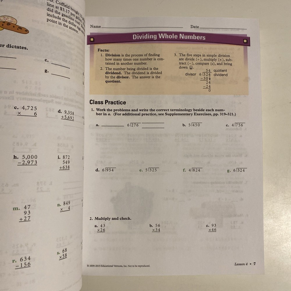 Abeka Arithmetic 5 - Fourth Edition Math Workbook. Cut Cover