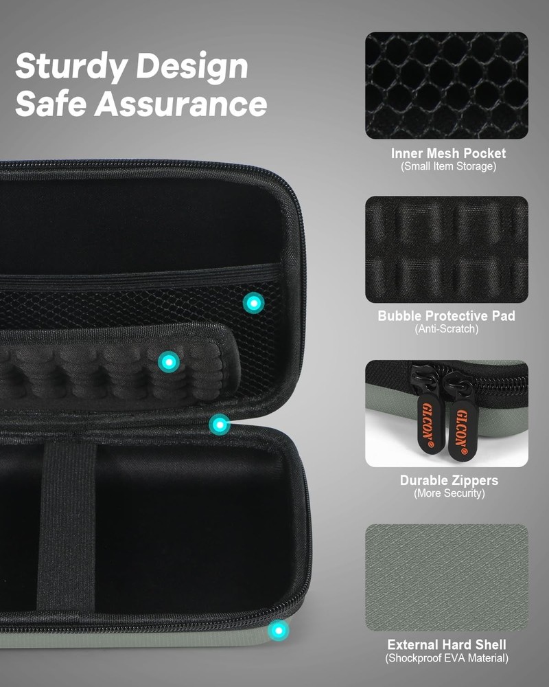 Gray-Green Hard Shell Carrying Case for External Hard Drive Hard Disk Power B...