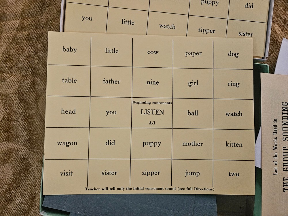 1945 Group Sounding Game-Phonics Cards-E.W. Dolch PHD-Dolch Sight Words-original