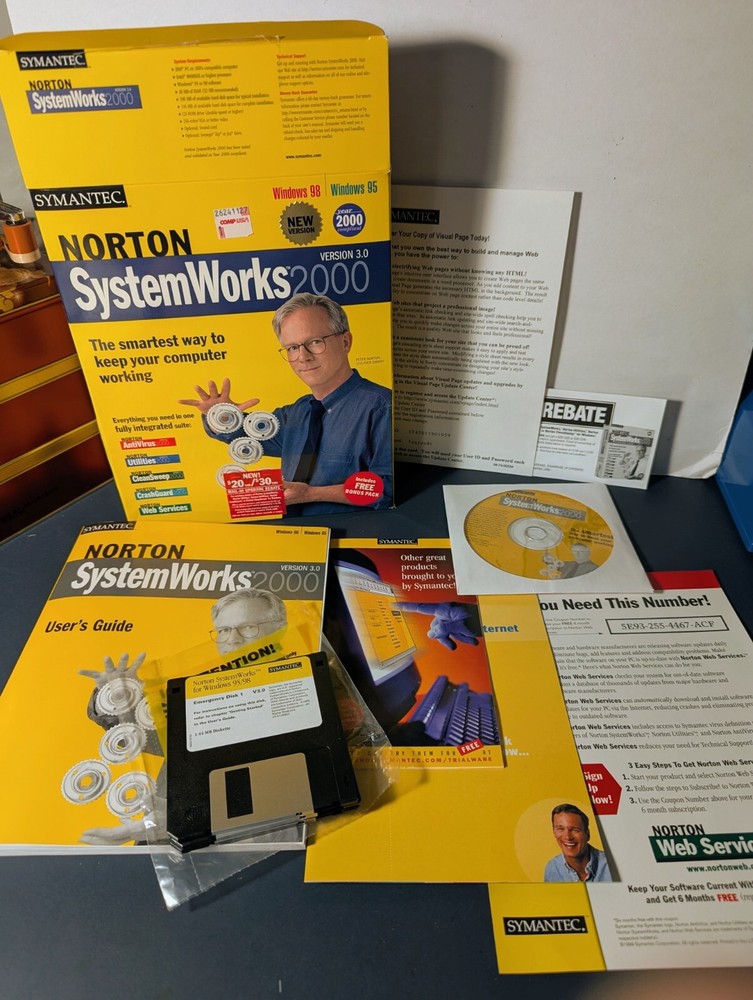 NORTON SYSTEM WORKS 2000 3.0 SYMANTEC WINDOWS 95/98 BOX