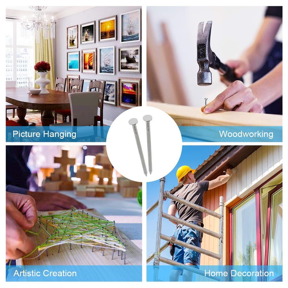 376pcs Premium Hardware Nails Assortment Kit, Maximum One Size, silver/gray