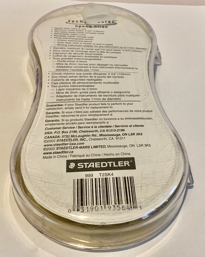 Staedtler Tech Master Speed Slide Maximum Circle 5 3/4" Drawing Compass Tool