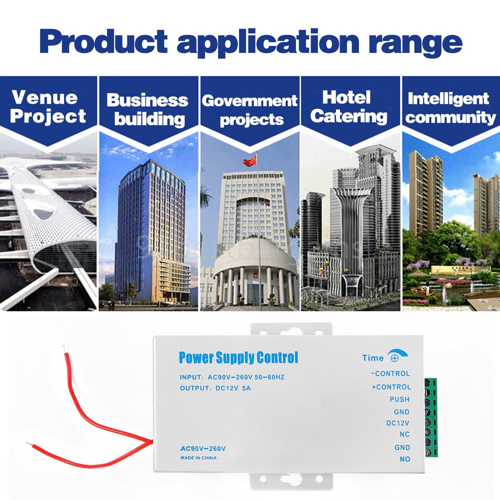 Door Access Control Power Supply DC 12V 5A 36W for Entry System Lock RFID Reader