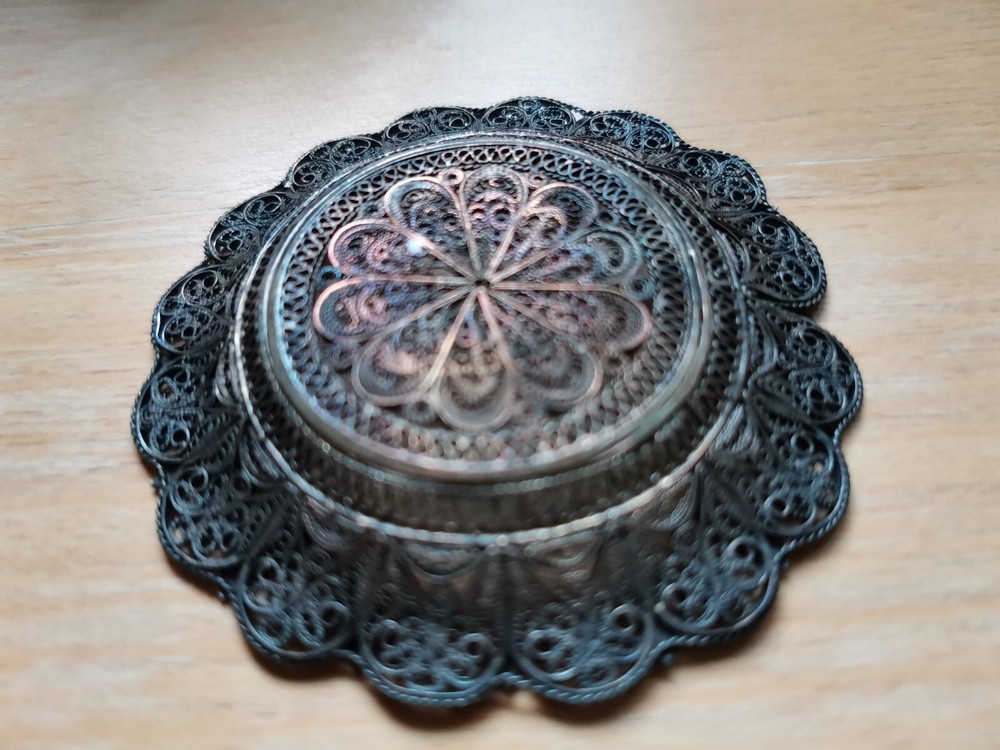 Antique Silver Filigree Dish, possibly from Armenia