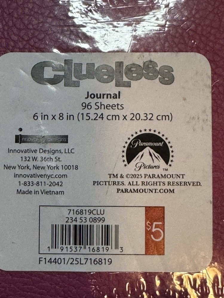 Clueless 30th Anniversary Journal 96 Sheets New Sealed