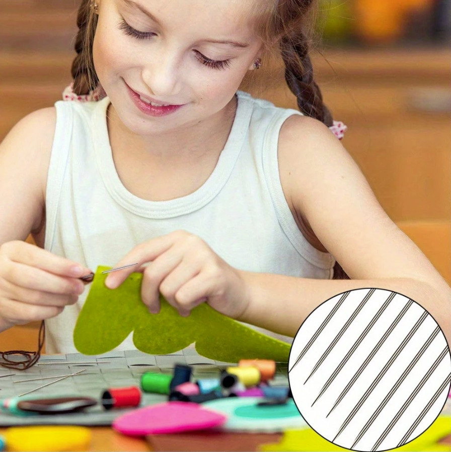 1pc 12‑Pack Self‑Threading Sewing Needles – Easy Thread, Assorted Sizes - NEW