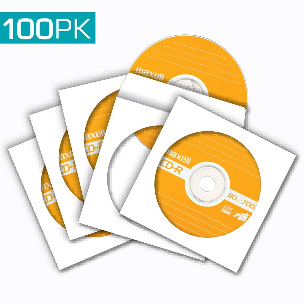 Maxell CD/DVD Storage Sleeves 100pk, White
