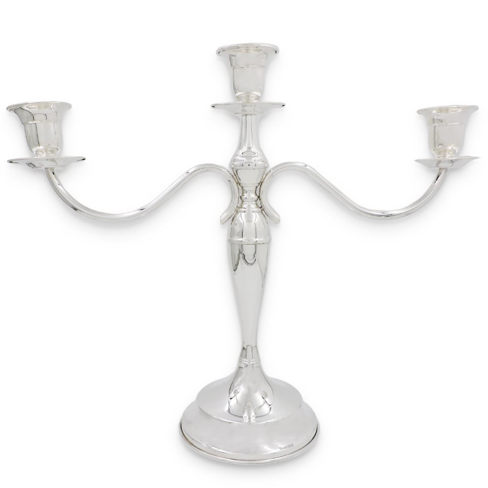 925 Sterling Silver Three Armed Candelabra English Style