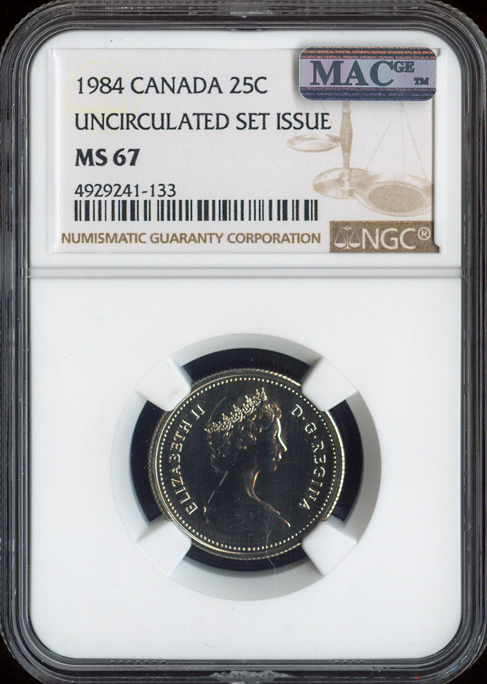 1984 Canada 25 Cents 25C MS67 MAC Quality