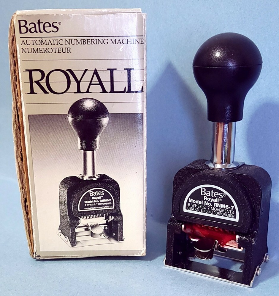 Bates ROYALL RNM6-7 Automatic Numbering Machine w/ Box