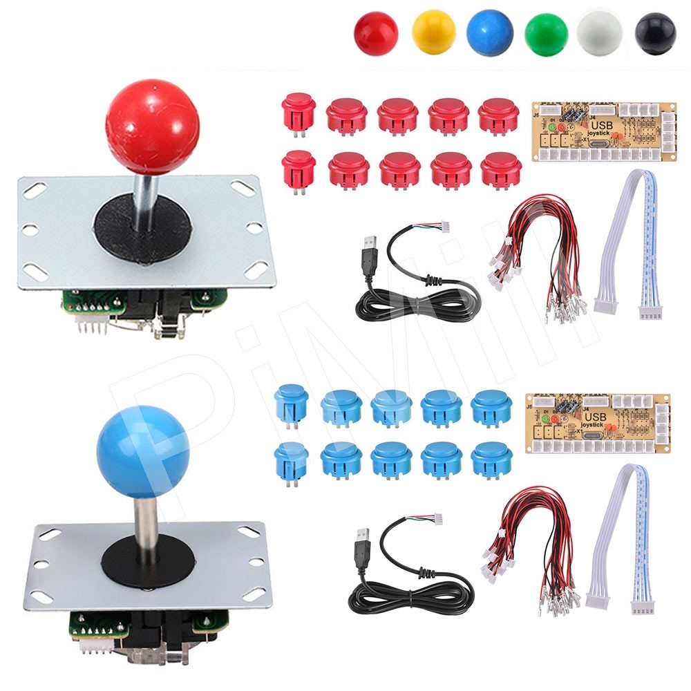 2 Player DIY Arcade Joystick Kit 5Pin Cable 24/30mm Buttons USB Encoder US Stock