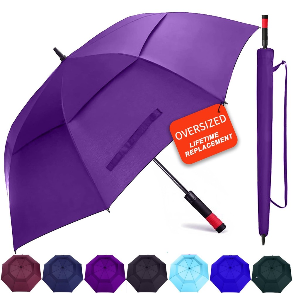 /62/68/72 Inch Automatic Open Golf Umbrella Oversize Extra Large Double Canop...