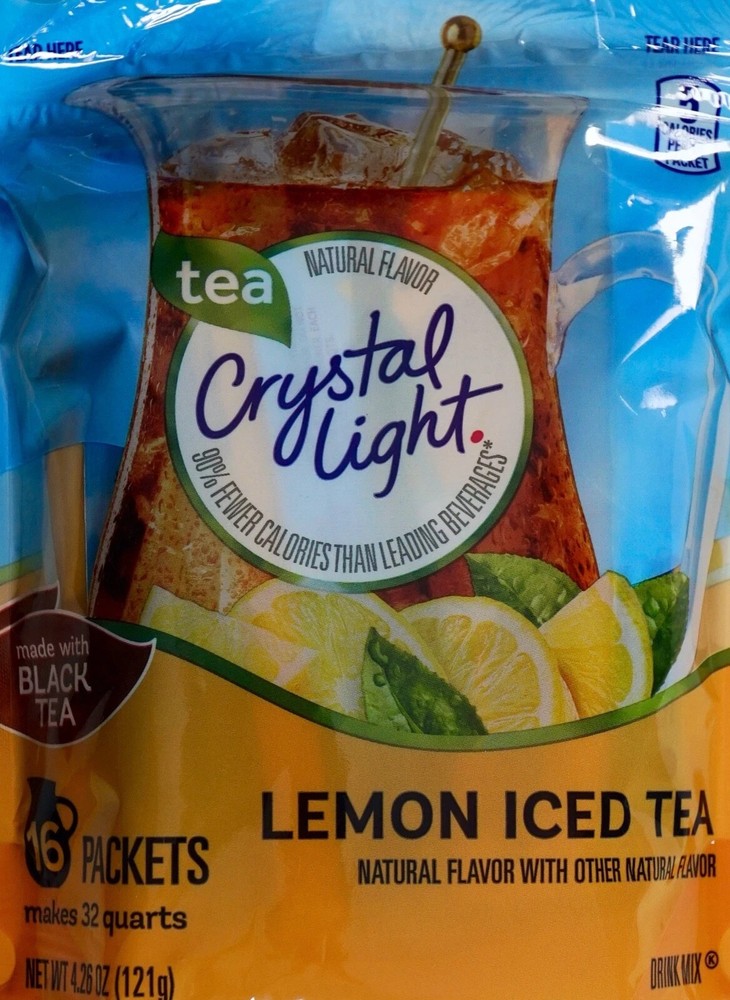 2 PACK Crystal Light LEMON Iced Tea Drink 16 Pitcher Packets, 32 Packets total