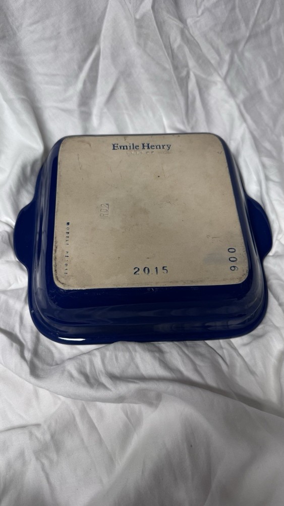 Emile Henry Twilight Blue Square Baking Dish 8" x 8" Pristine !