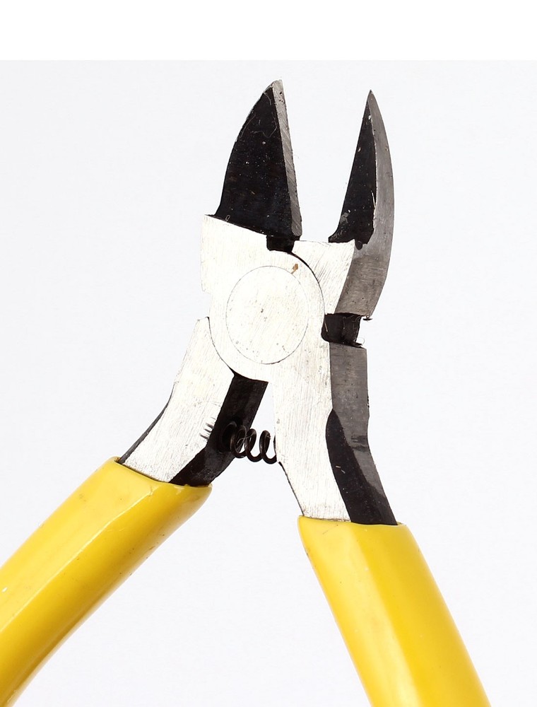 Yellow Plastic Coated Handle Spring Loaded Side Cutting Diagonal Pliers 4" 10cm