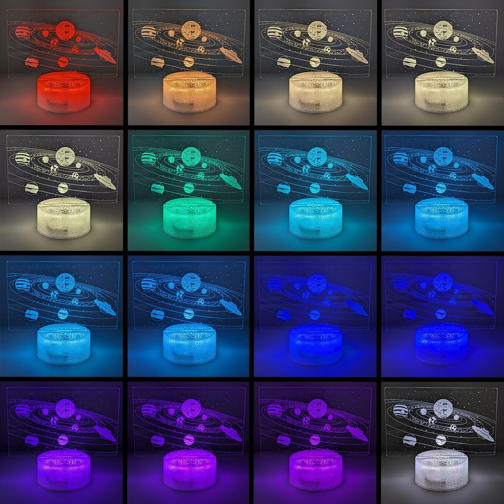 Solar System LED Night Light with Remote Control - 16 Colors, 5 Modes, Dimmable