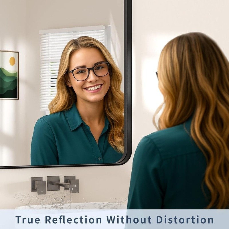 Rectangular Flat Frame Mirror Anti-Oxidation Coating Versatile Wall Mount Decor