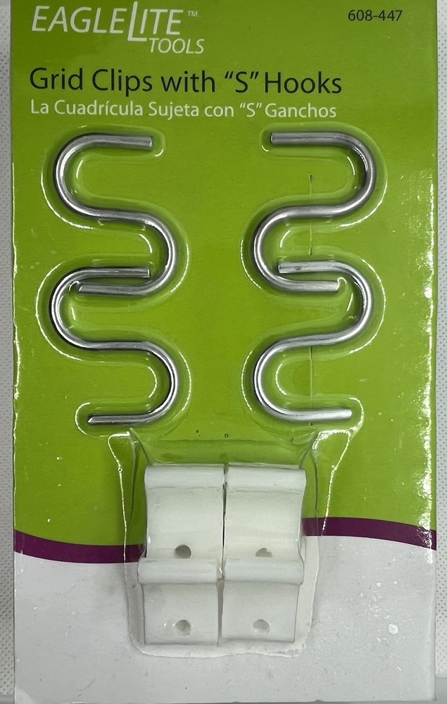 EagleLite Tools Grid Clips with "S" Hooks 608-447 Metal Plastic - 4pk/16pc tot.