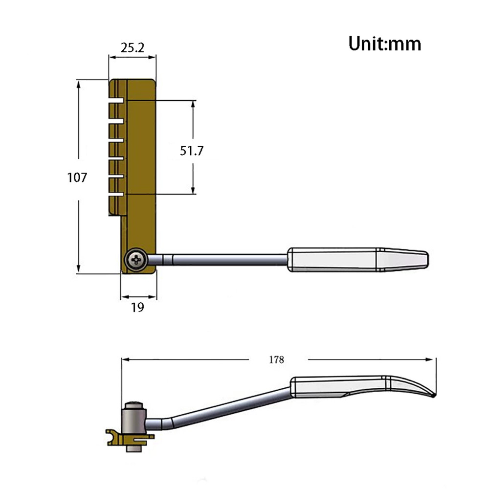 Long Version Bridge Tailpiece Tremolo Arm Whammy Bar Silver for Custom Firebird
