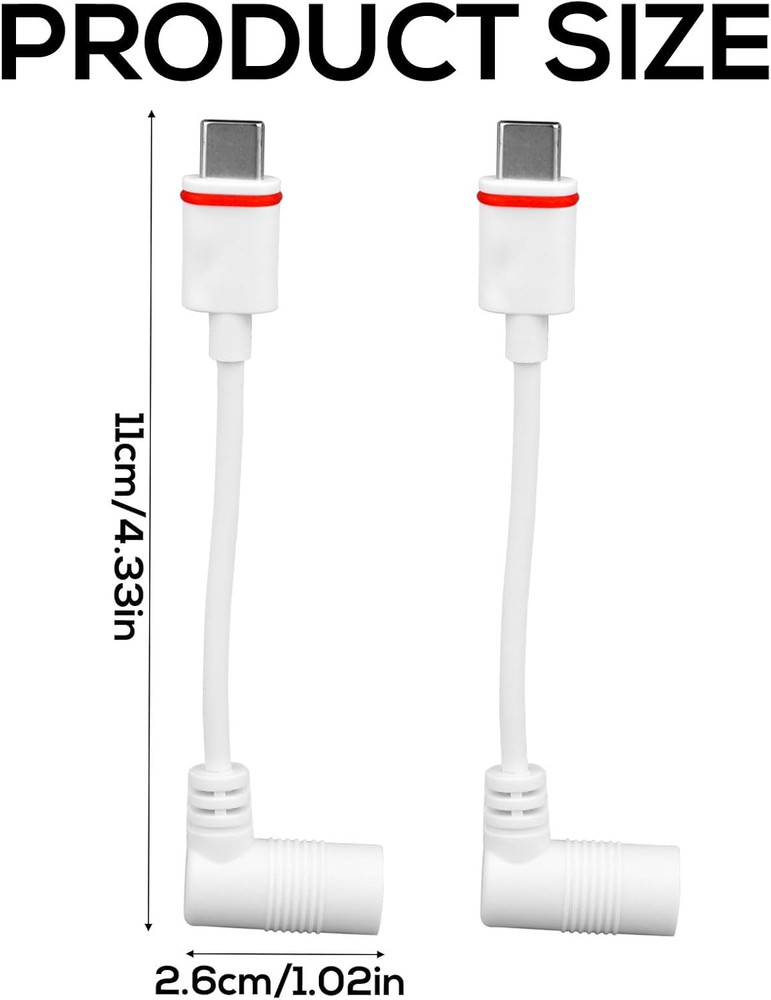 2Pcs Barrel Plug to USB-C Power Adapter for Ring Solar Panel & USB-C Security Ca