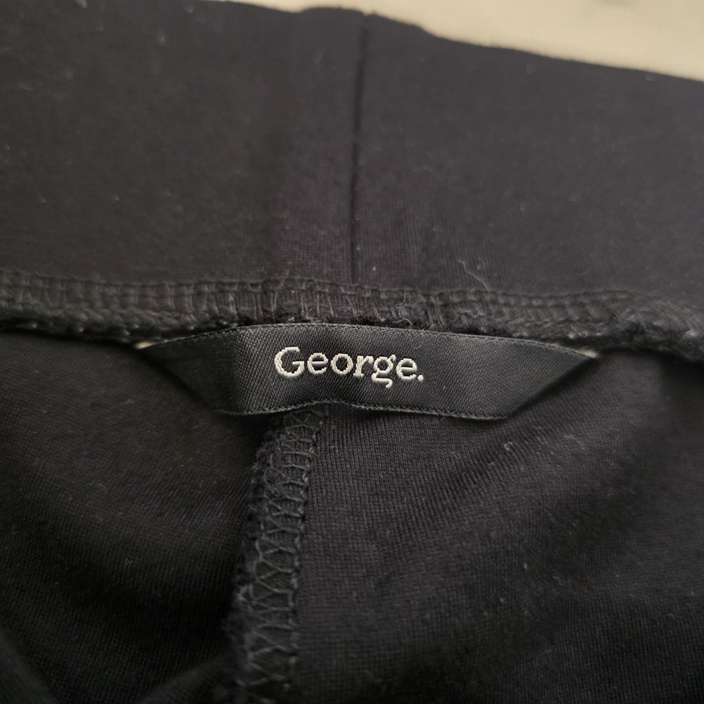 Black Leggings UK12 George Pull On Stretch Cropped Viscose Blend