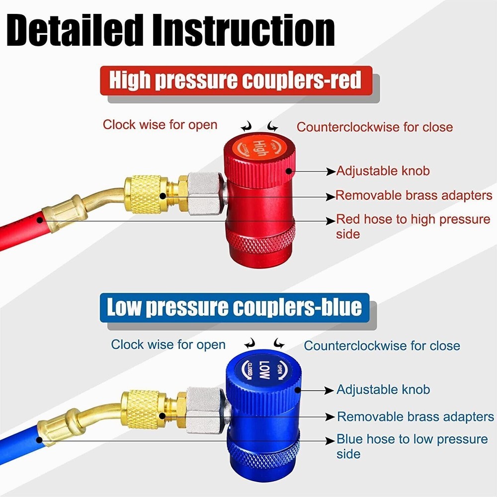 NEW AC High/Low Side Kit R134a/R1234yf Quick Connector Adapter Fitting Coupler