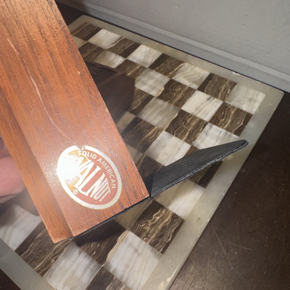 Vintage Solid Walnut Bookends Pine Cedar Tree Laser Craft Engraved 1970s Wood