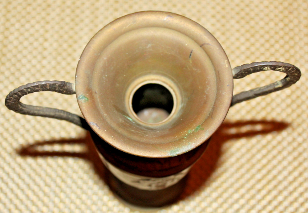 Vintage Morocco Middle Eastern Copper Metal Double Handle Urn Vase