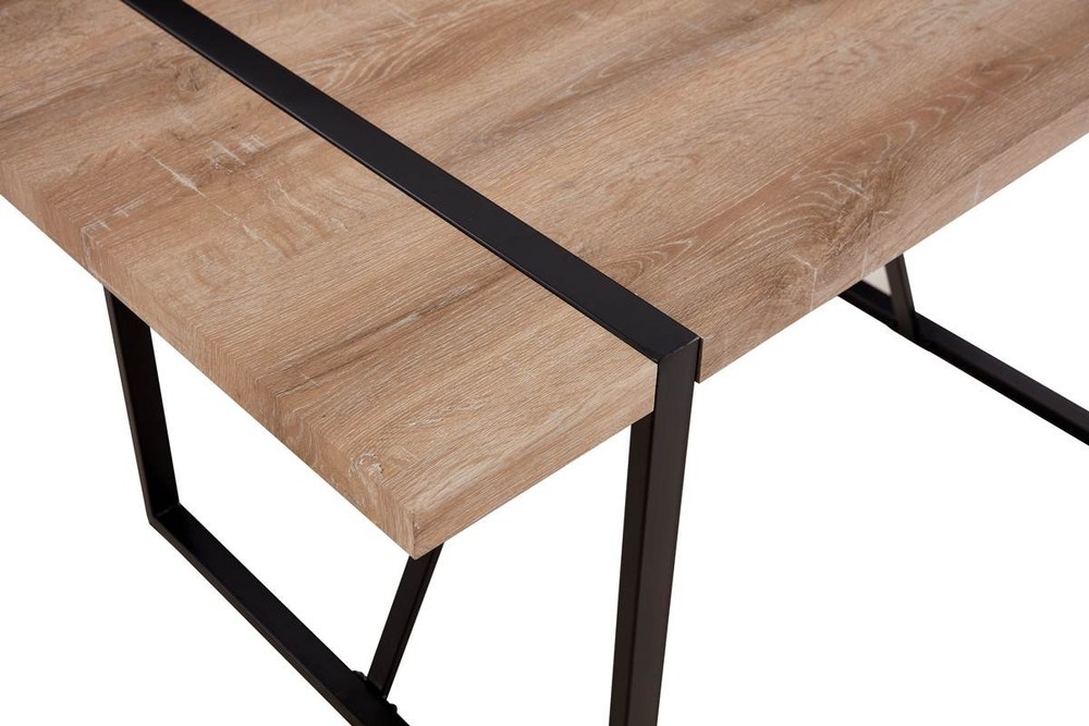 55" Dining Table modern rustic Industrial Rectangular MDF Wood Colour For 4-6