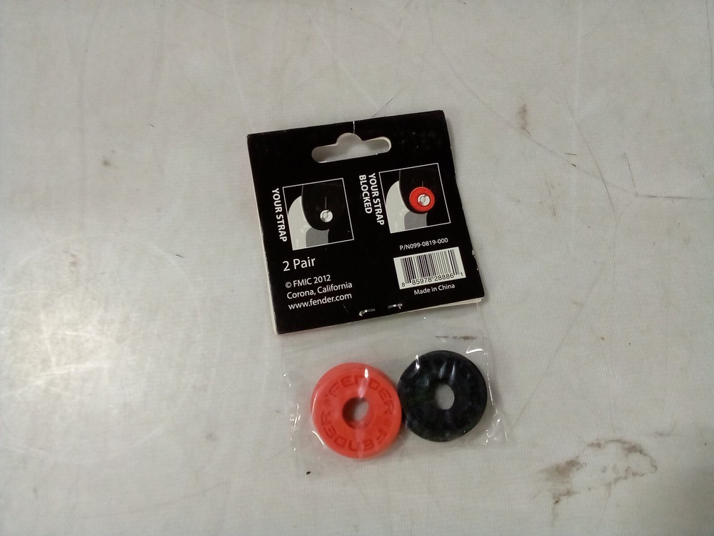 Genuine Fender Black & Red Strap Blocks Lock System (4-Pack)