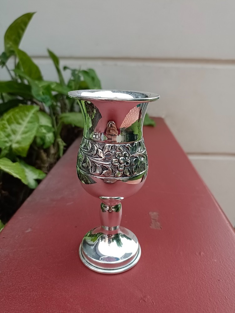 Goblet Tray set, Wine cup with matching plate. Silver Plated Wedding Gift