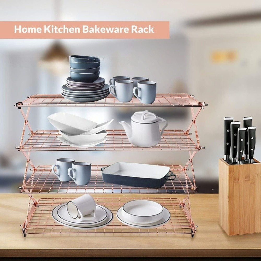 Collapsible 3 Tier 4 Tier Cooling Rack for Post Bake Cooling and Storage