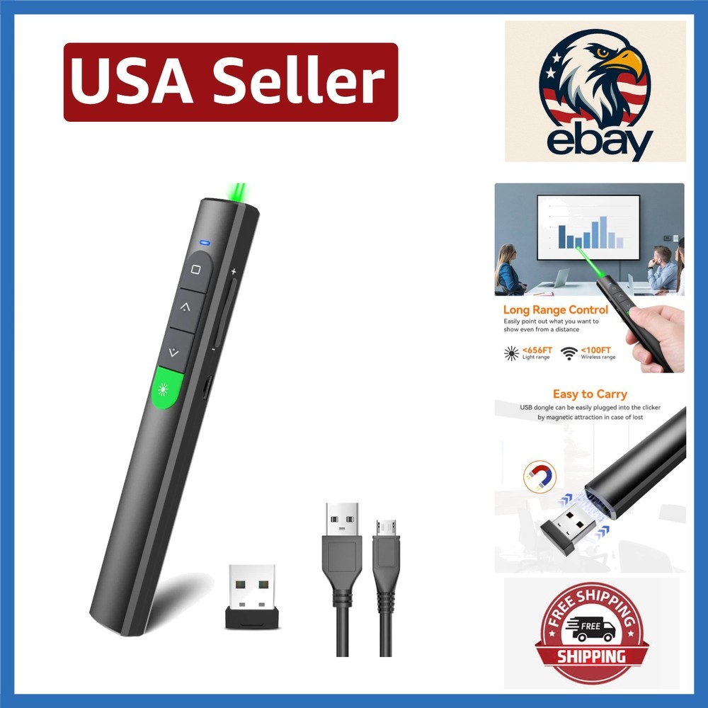 Wireless Remote Clicker for PowerPoint Presentations: Rechargeable & Easy to Use