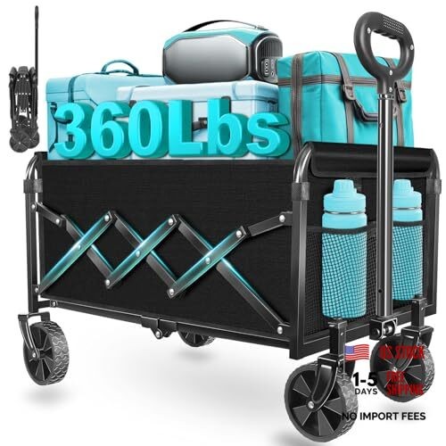 Wagons Carts Foldable, Collapsible Wagon with Wheels — Foldable Wagon Jet Black