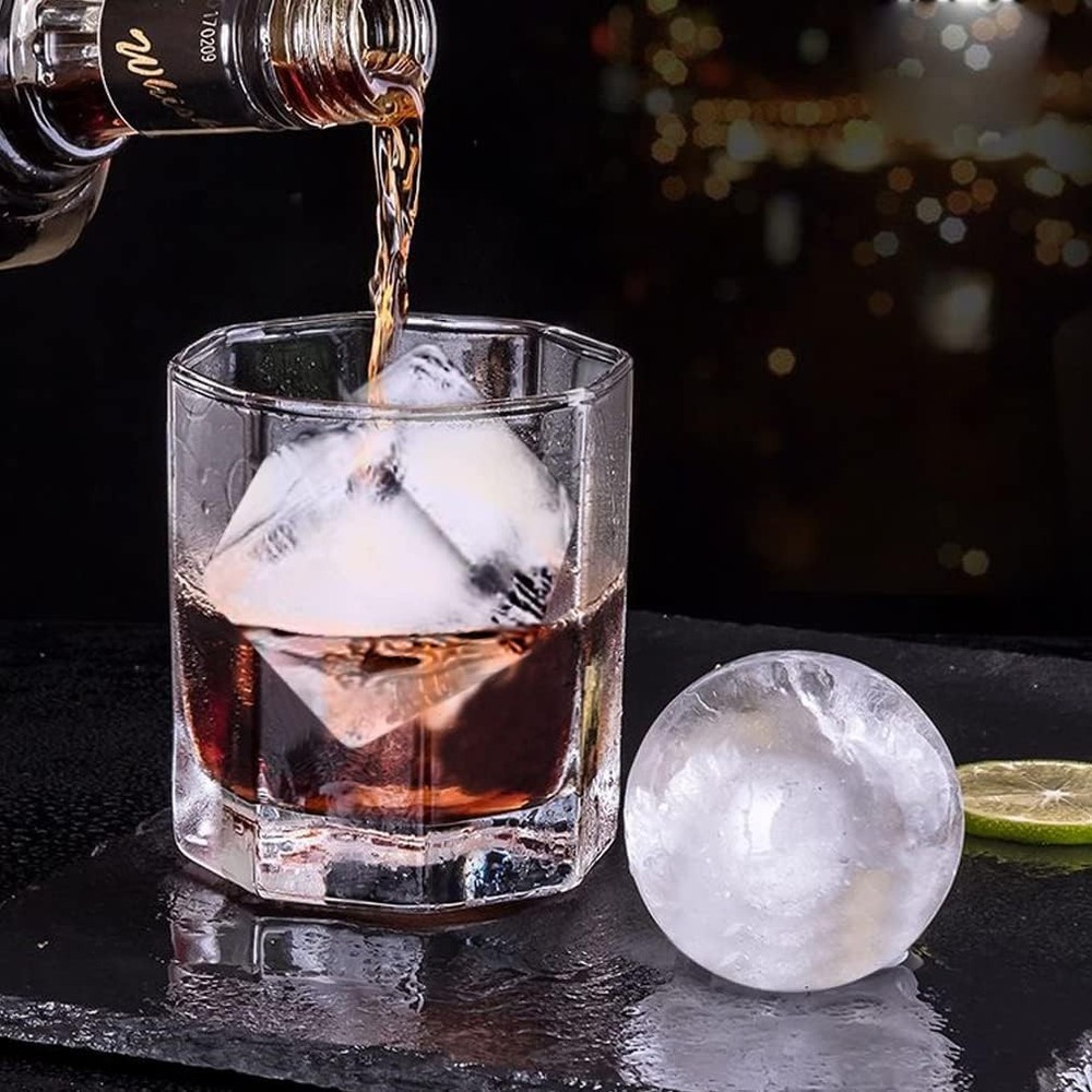 Versatile Ice Ball & Large Cube Trays - Dishwasher Safe & Durable Silicone