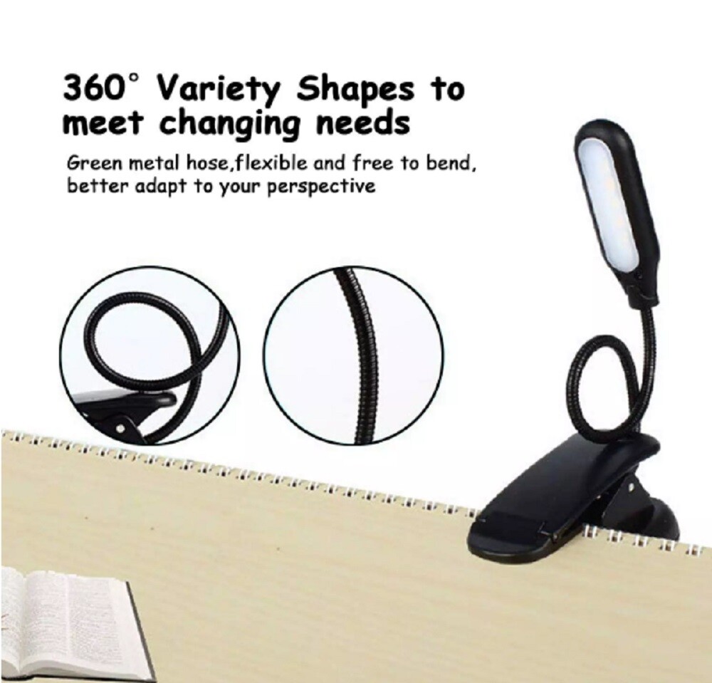 Flexible Clip-On LED Light Lamp - For Book Reading, Tablet, Laptop, PC, eReader