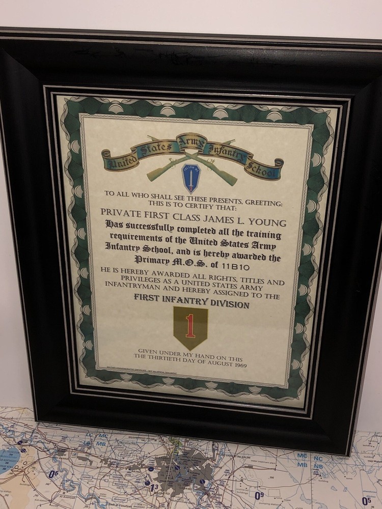 U.S. ARMY (1ST I.D.) INFANTRY TRAINING AND ASSIGNMENT CERTIFICATE