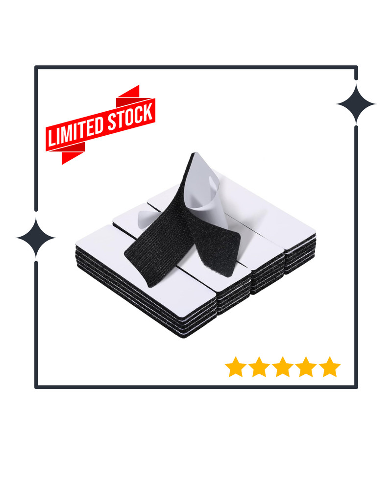 20 Sets Heavy Duty Hook & Loop Adhesive Strips 1x4” Black Sticky Back Fastener