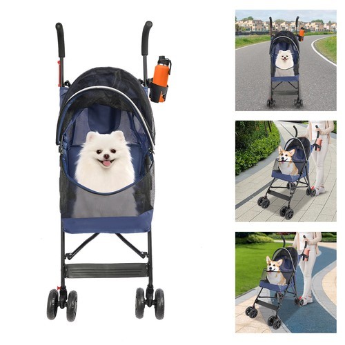 Foldable Pet Travel Stroller Pet Stroller Small & Medium-sized Dogs Cats Trolley