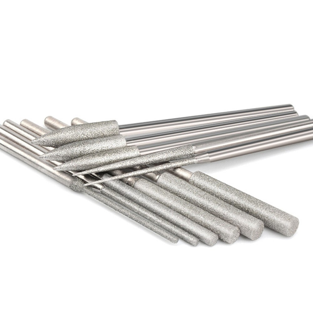11PCS 1/8" Different Shapes Diamond Burr Bits Rotary Tools Kit Accessories