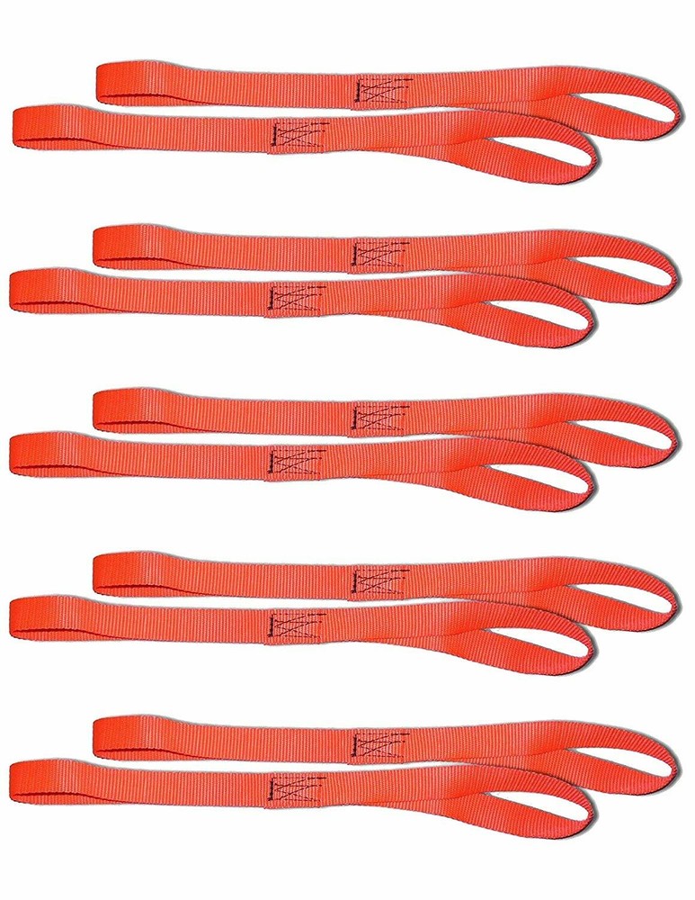 Orange Handlebar Tie Down Straps with Soft Loop for Motorcycle ATV - 10 Pack