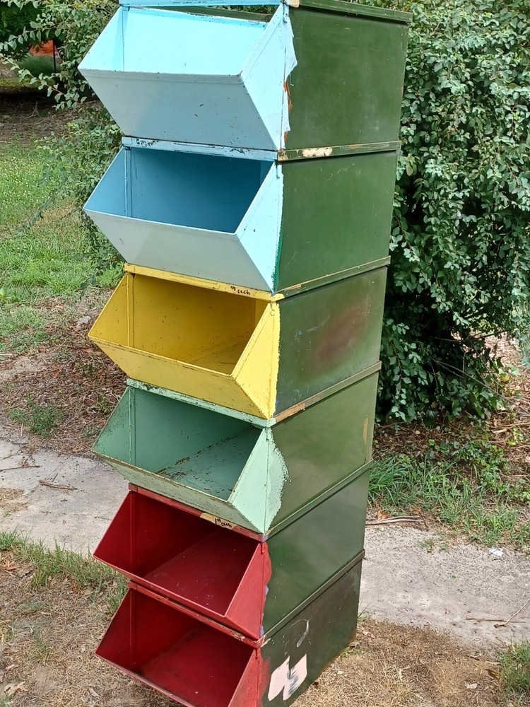 1 Vintage Stackable metal Storage bin large Parts Bin#5 stackbin corp 12 avail.