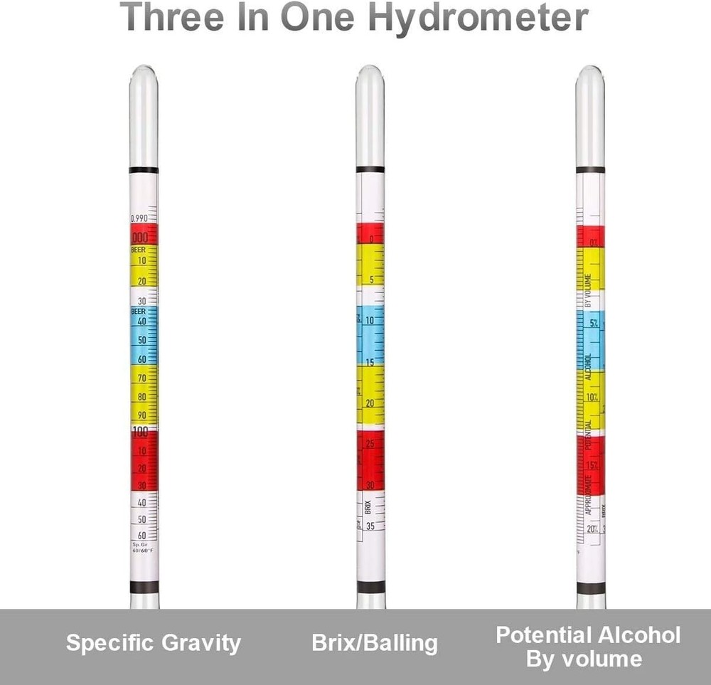 Alcohol Hydrometer Kit for Home Brewing - Brix, ABV, and Gravity Measurer