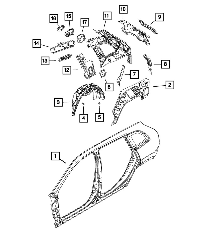 Genuine Mopar Quarter Panel Extension Left 68105829AB
