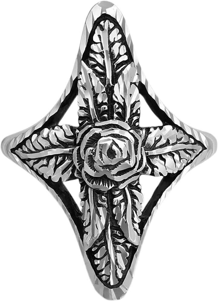 Size 6.5 - Diamond Cut Rose Cross Ring
