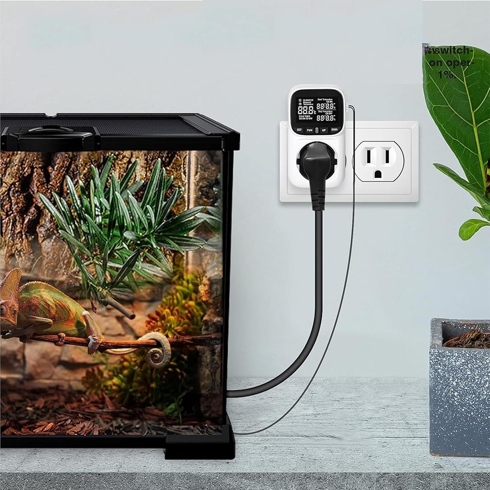 Digital Thermostat Outlet Plug Temperature Controller Heating Cooling w/ Sensor