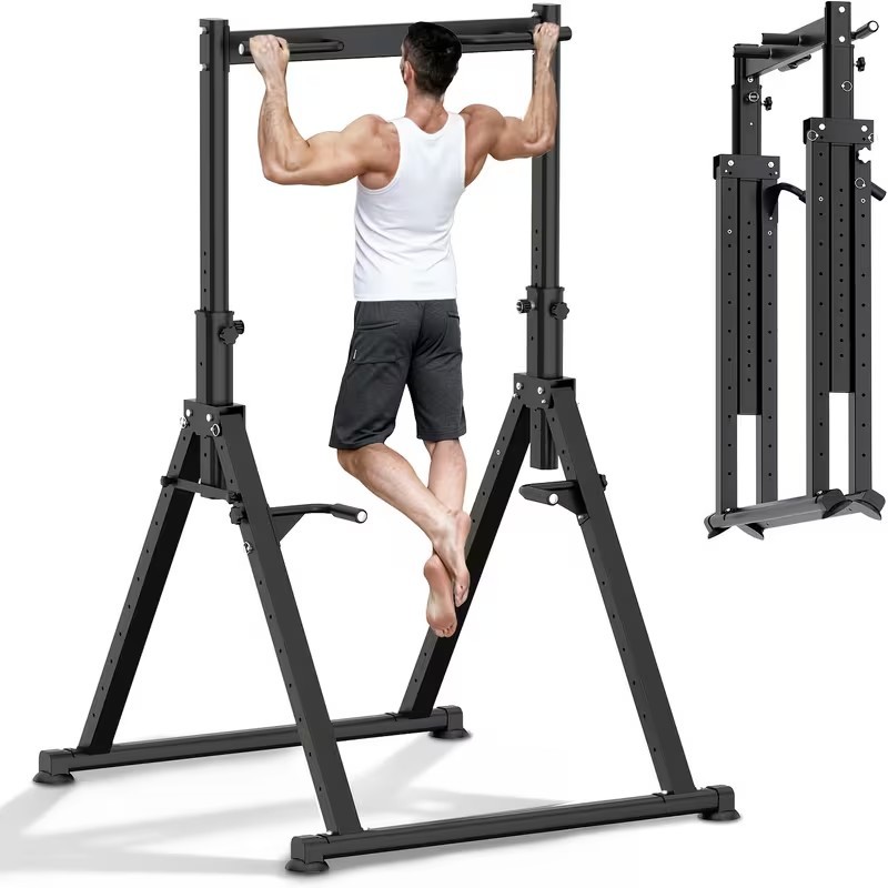 LEASBAR Power Tower Pull Up Bar Stand, Adjustable Height Pull Up Dip Station