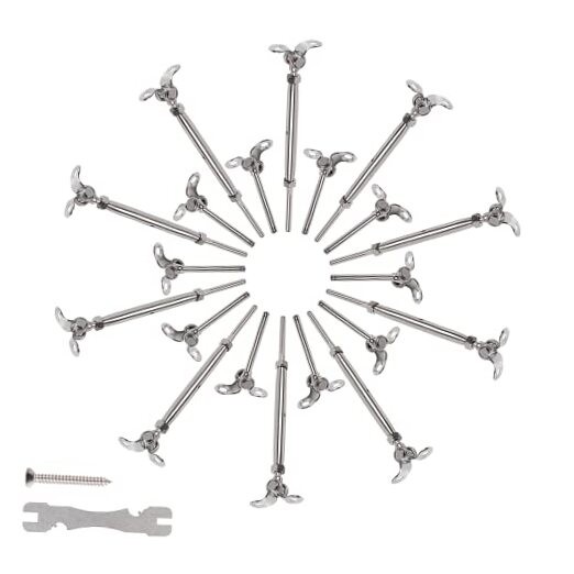 Set Cable Railing Hardware Kit, 180° Angle Adjustable 1/8 inch 10 Silver