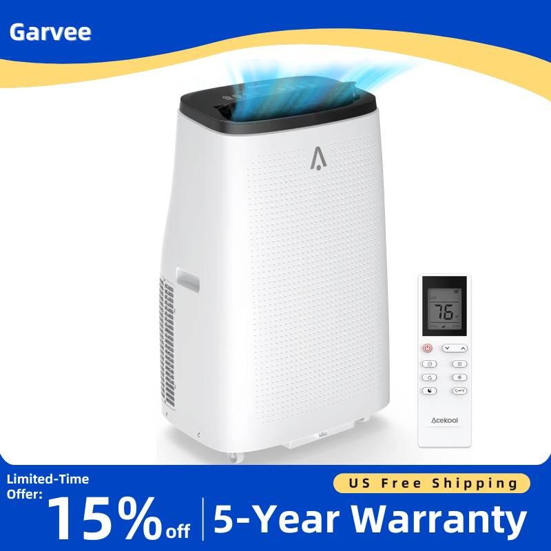 15000 BTU Portable Air Conditioner Cools 850 Sq Ft 3-in-1 Timer Remote
